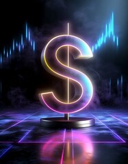 Dollar Sign with Forex Chart - Dollar Exchange - Growth of Dollar on the Market - The Reflection of the Dollar on the Stock Market - Investment and Trading with Dollar and Stock Exchange