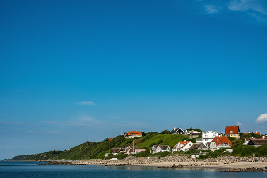 Tisvilde, Denmark Houses on the dunes at the beach.