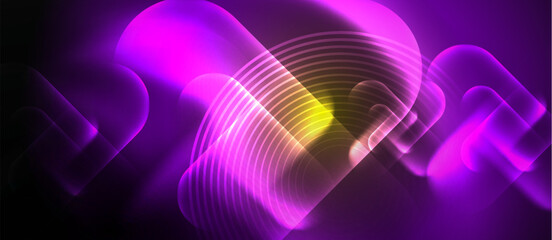 Techno concept with neon circles geometric design. Vector Illustration For Wallpaper, Banner, Background, Card, Book Illustration, landing page