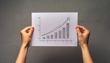 Graph on paper in hands showing growth of bussiness 
