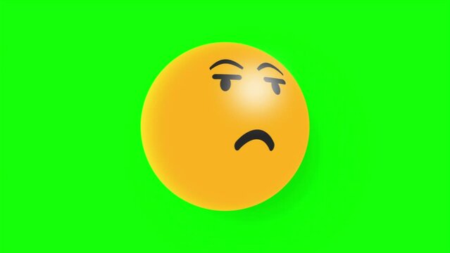 3D Emoji Animation with unamused expression emoji Icon on green screen, 4k