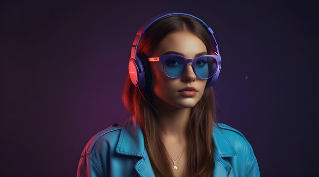 Hipster igen teen pretty fashion girl model wear stylish glasses.generative.ai