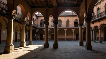 Obraz premium Inner yard of Archiginnasio of Bologna that houses now.generative.ai
