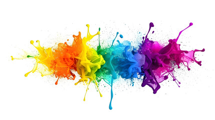 Colorful paint explosion on a white background. Color ink in water concept, colorful smoke cloud in the style of rainbow colors, abstract colorful painting, vibrant paint splash with particles, multic