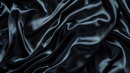 Fototapeta premium Black satin fabric. black silk satin background 