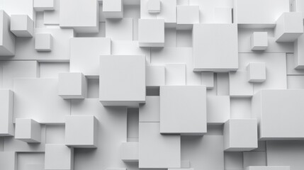 abstract 3d square white technology communication concept background. Random shifted white cube square boxes block background wallpaper banner with copy space