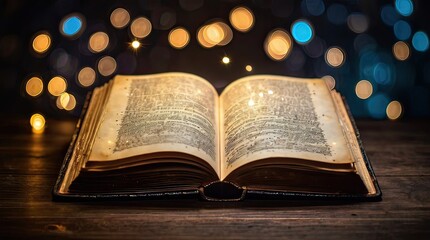 open magical old book. open book with magical glow