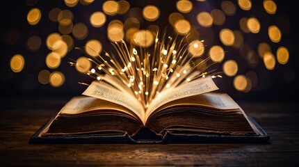 open magical old book. open book with magical glow