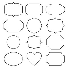 Set of simple line frames with stroke. Collection of vertical blank templates to decorate text. Greeting or wedding frames. Set of Decorative vintage frames and borders set. Vector design.