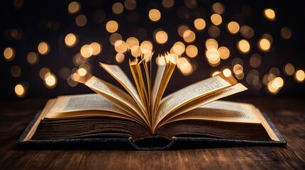 open magical old book. open book with magical glow