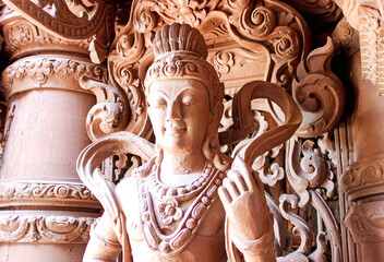 wooden sculpture at the temple, Sanctuary Of Truth, Pattaya, Thailand