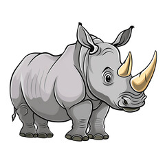 Fototapeta premium PNG cartoon clipart drawing of a rhino on an isolated transparent background