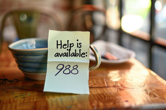 Note with Help is Available: 988 on a Table