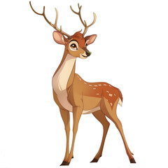 Fototapeta premium PNG cartoon clipart drawing of a deer on an isolated transparent background