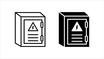 electric panel box icon set vectors. Electric distribution icon. editable on white background.