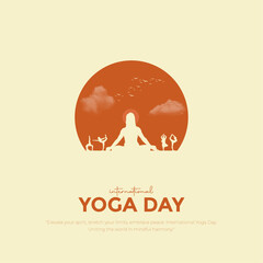 International Yoga day concept with location concept 21 June. modern and creative post, banner, greeting card. vector illustration.