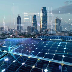 Futuristic Cityscape with Solar Panels