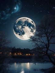 Naklejka premium a full moon forest