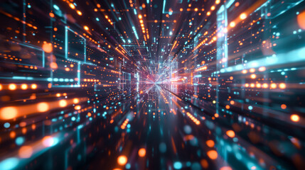 A computer generated image of a wave with a lot of dots. The image has a futuristic and abstract feel to it.