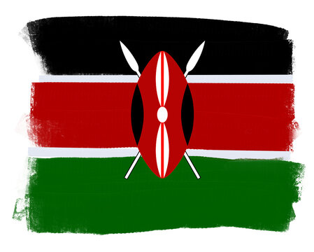 kenyan flag with paint strokes