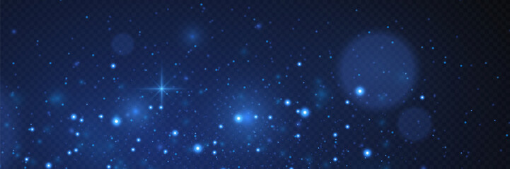 Sparkling particles of magic dust. Light effect of glare and stars. On a transparent background.