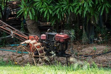 walking tractor rotativo used to pump water to Banana tree plantation,Coconut Garden integrated...