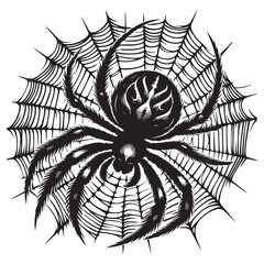 Obraz premium Vector Illustration of a Spider and a Web