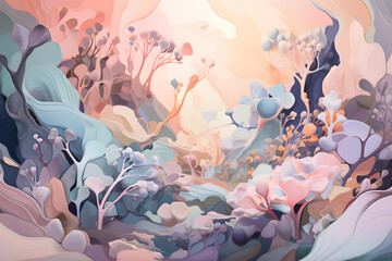 Abstract Nature-Inspired Background with Fluid and Organic Shapes. Generative AI