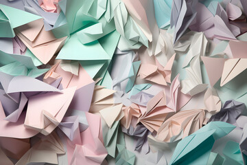 Abstract Origami-Inspired Background with Intricate Folded Paper Shapes. Generative AI