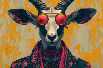 Stylish Antelope in Trendy Outfit Illustration