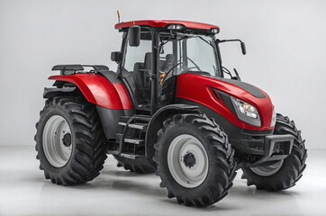 Obraz premium side profile of the tractor, highlighting its wheels, cab, and body