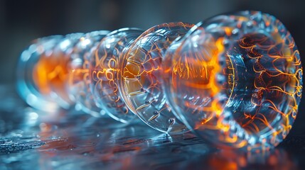 A minimalist medical x-ray HUD hologram showing a detailed image of the human papillary layer. The design is clean and clear, with simple, uncluttered graphics and a cool color palette for