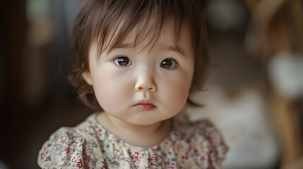 見つめる日本人の女の子