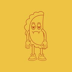 Korean food cartoon characters in retro style vector illustration