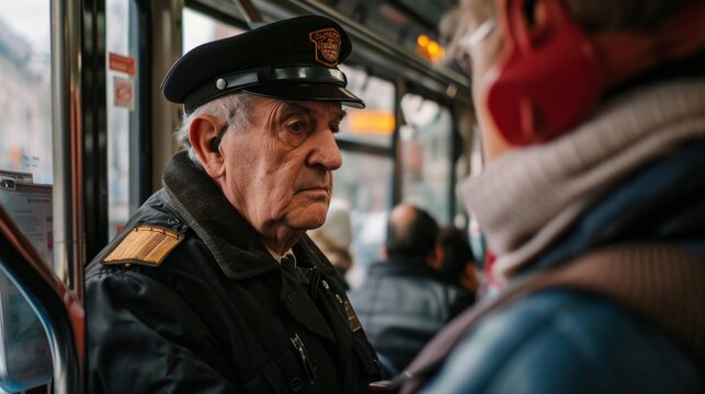 Ticket Inspector Checking Passengers on Public Transportation: Travel, Labor Day, Overtime Work, 4K HD Wallpaper - Powered by Adobe