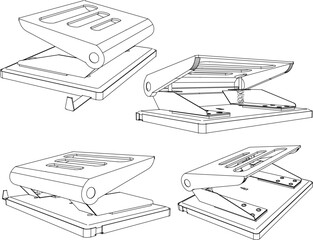 Hole punch office tool design drawing vector illustration sketch