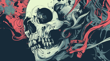 Skull on colorful grunge background. Vector illustration eps10.