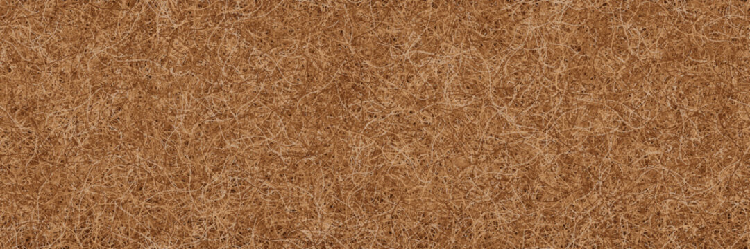 Coconut pressed mattress bg. Seamless pattern with tangled fibers. Top view of coir texture.