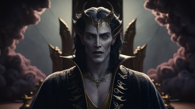 portrait of Asmodeus is a king of demons, realistic, proud, showcasing sadness and power, illustration, cinematic