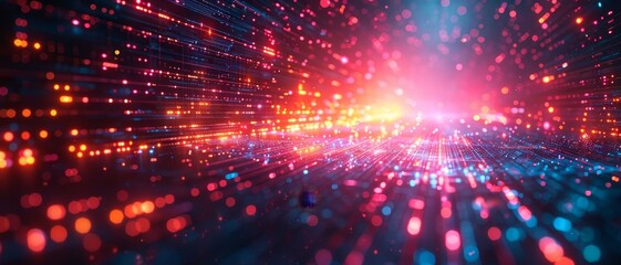 Obraz premium Neon Digital Connectivity - Abstract Background with Vibrant Energy and Speed