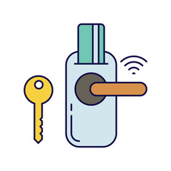 key card icon with white background vector stock illustration