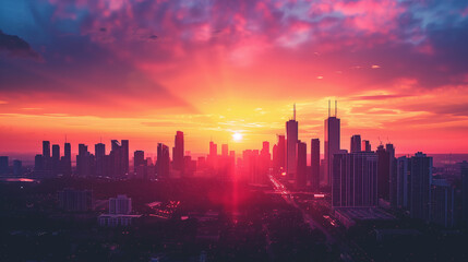 Sunset Over City Skyline
