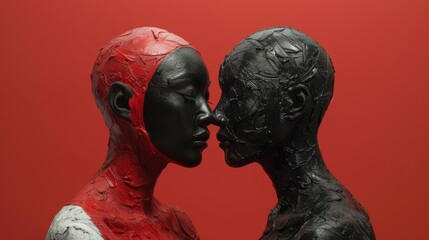 A symbolic representation of Yin and Yang in human form, showing two figures intertwined, embodying opposite yet complementary qualities