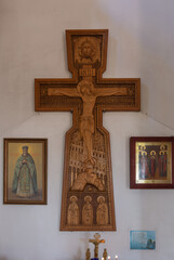 The courtyard of the Monastery of the Holy Martyrs Cosmas and Damian, Partenit, Crimea, Russia. 25.02.2024