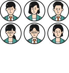 ビジネスマンの男性と女性のアイコンセット