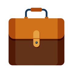 Icon for Brown Business Briefcase with handle, modern design, for office and corporate use