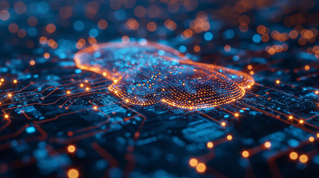 Cloud Computing Backup Cyber Security Fingerprint Identity Encryption Technology.