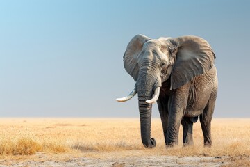 Obraz premium elephant in the field, copy space