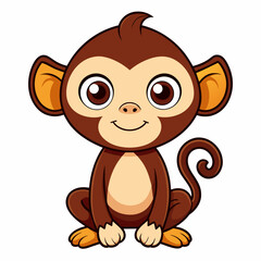 Adorable Cartoon Monkey Illustration perfect for kids and childrens graphic art projects