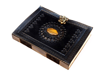 Handmade Leather diary beautifully crafted shot on white background